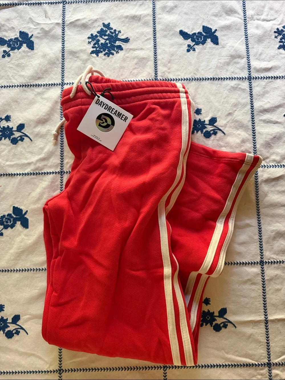 *new* Red Solid Track Pant with Side Stripes